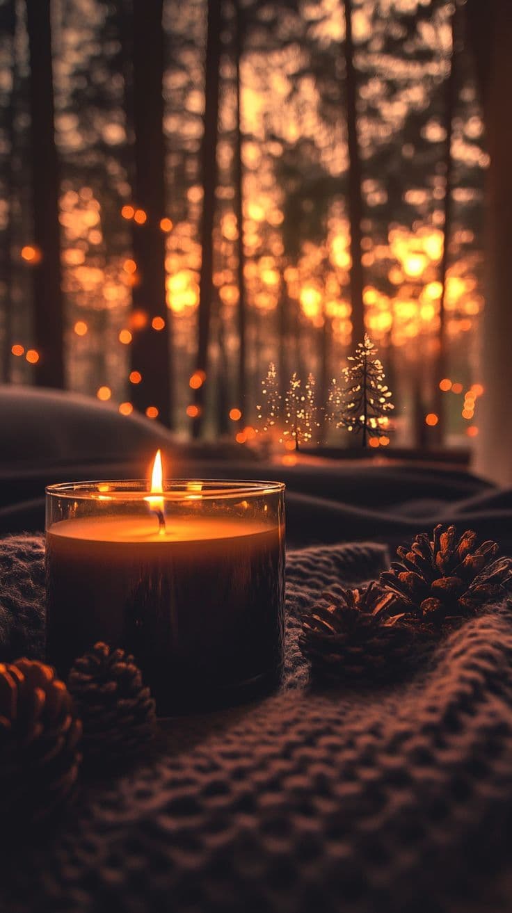 Lumera luxury candle with warm ambient lighting